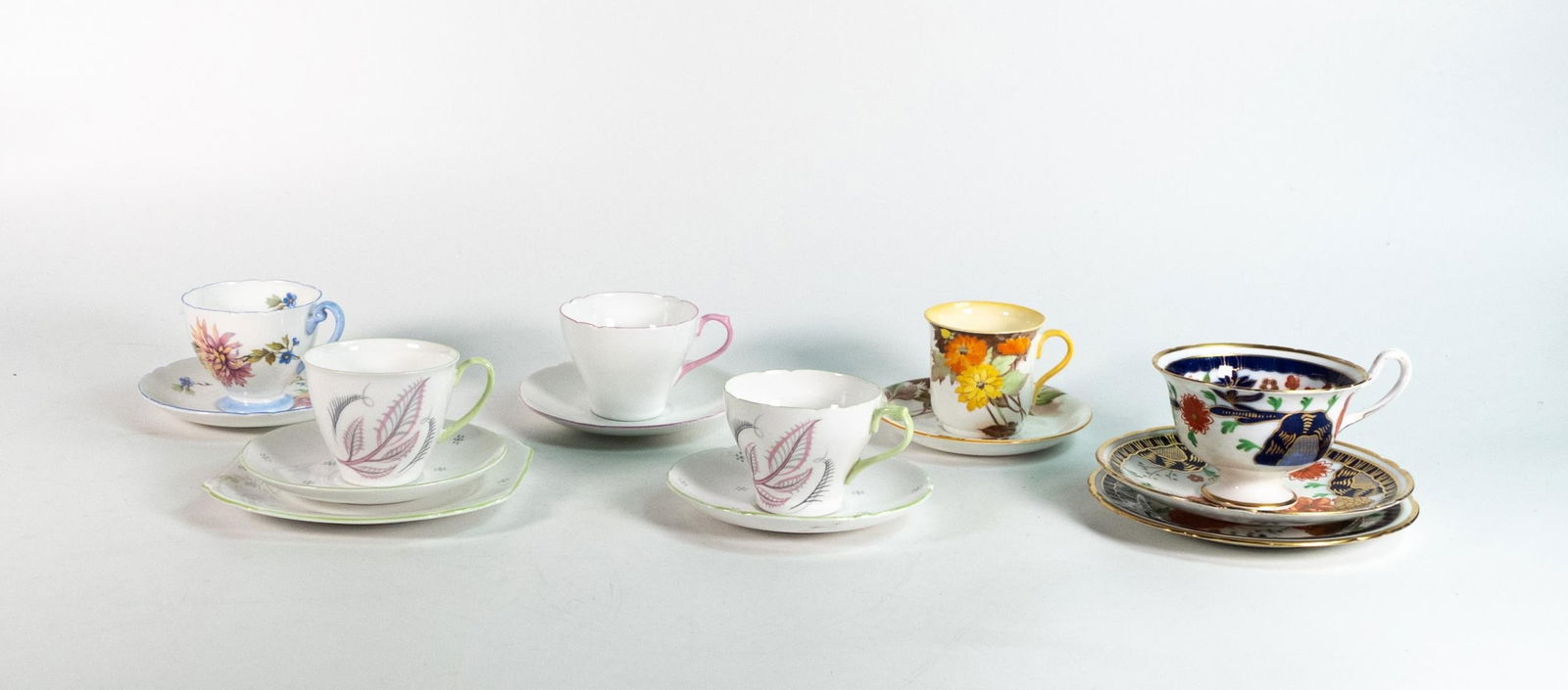 Two Shelley trios and 4 coffee cups & saucers to include patterns - Gainsborough 8524, Sterling, (1 of 3)