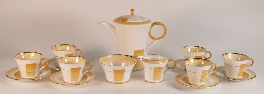 Shelley 12248 pattern Regent shaped 13 piece coffee set, 2 cups with hairlines, 1 cup dead (13) (1 of 1)