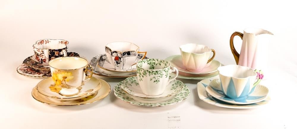 A collection of Shelley trios to include 11993 floral handled Dainty shaped, Wileman 5106 Lily (1 of 1)