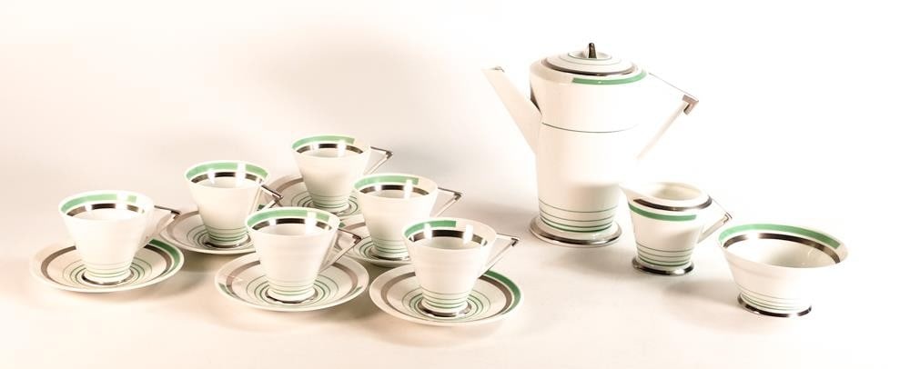 Shelley coffee set, Eve shape pattern 12133 (15 pieces) one saucer a/f (1 of 1)