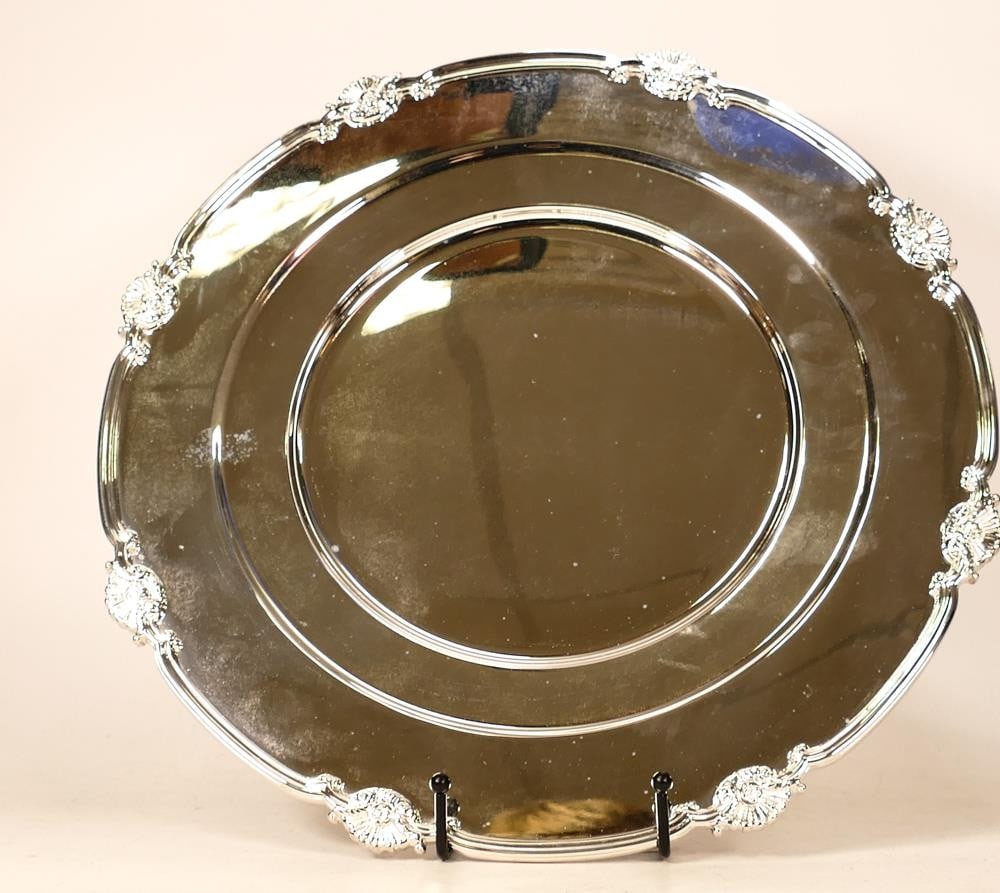 De Lamerie Fine silver plated gilt layplate/tray Shell & Read pattern, specially made high end (1 of 1)