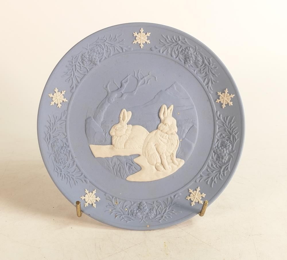 Wedgwood white on blue Jasper ware, one of a kind trial plate. From the Wedgwood Factory (1 of 1)