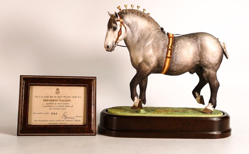 A Royal Worcester horse model of a Percheron Stallion no. 3786, limited edition with certificate. (1 of 2)