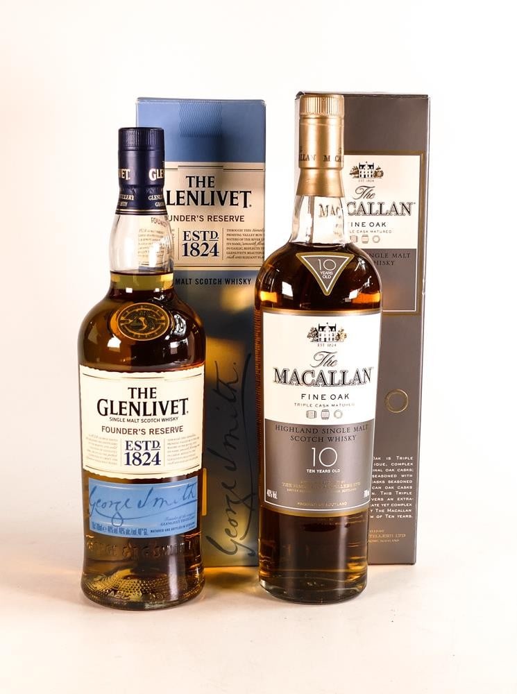 1 x Glenlivet Founder's Reserve single malt Scotch Whisky 0.7L together with 1 x The Macallan Fine (1 of 1)
