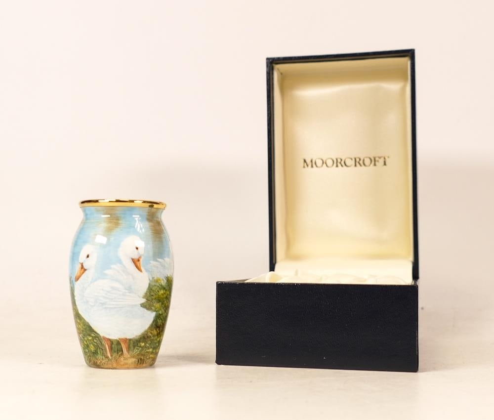 Moorcroft enamel Ducks vase by Terry Halloran, Limited edition 56/80. Boxed with certificate. Height (1 of 5)