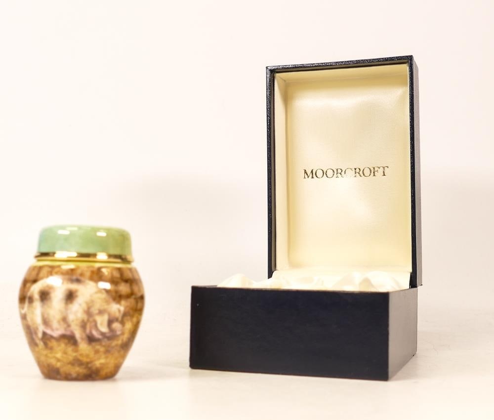 Moorcroft enamel Pig ginger jar by Terry Halloran, Limited edition 6/250. Boxed, height 6cm (1 of 5)