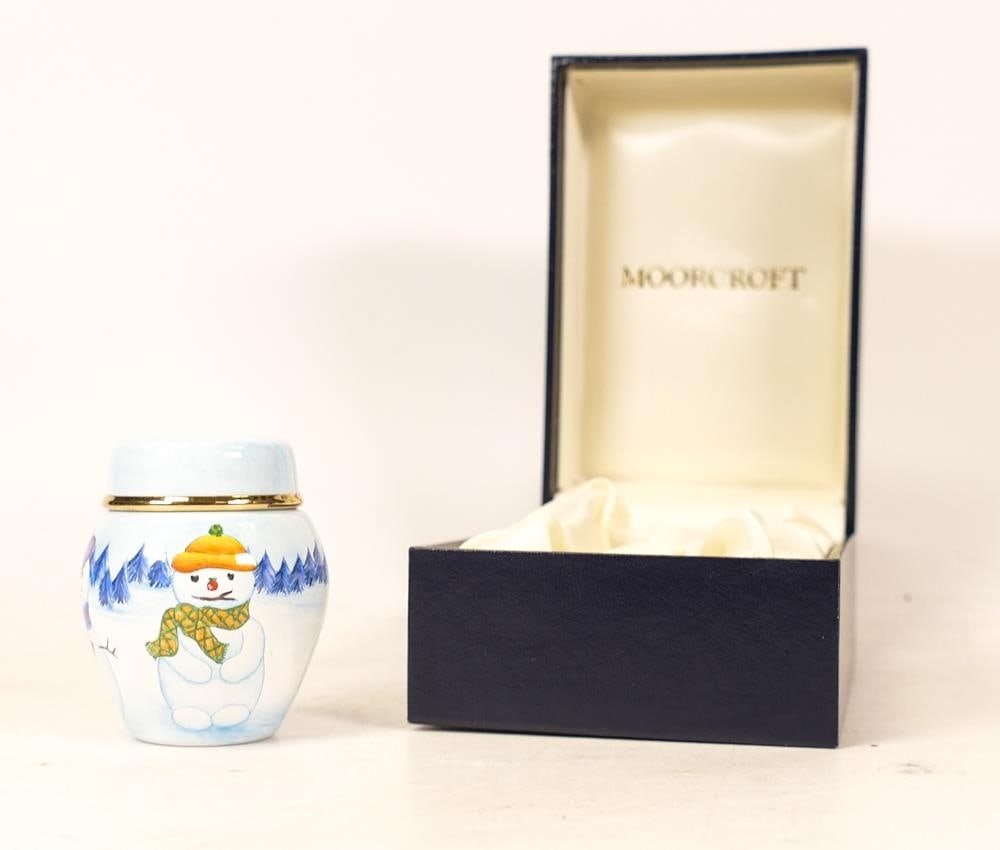 Moorcroft enamel Snowman ginger jar by E Todd . Boxed, height 5cm (1 of 7)
