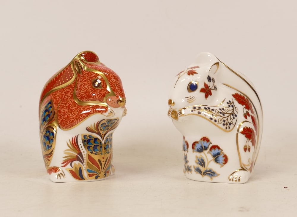Two Royal Crown Derby paperweights Red Squirrel & Squirrel , gold stoppers, each boxed (2) (1 of 1)