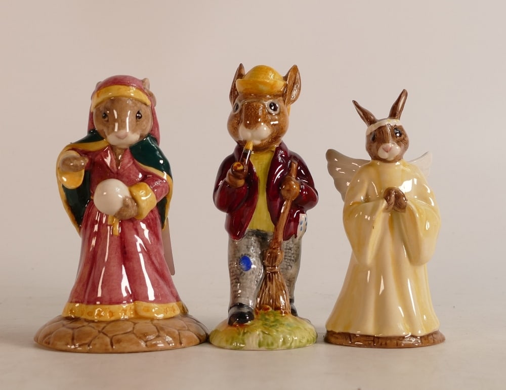 Royal Doulton Bunnykins figures Autumn Days DB5, Angel DB196 and Fortune Teller DB218, boxed (3) (1 of 2)