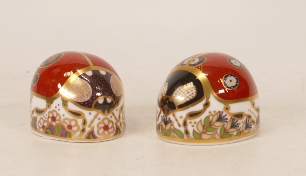 Royal Crown Derby paperweights Two Spot Lady Bird & Seven Spot Lady Bird, gold stoppers, each (1 of 1)