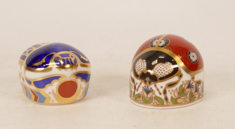 Royal Crown Derby paperweights seven Spot Lady Bird & Millennium Bug , gold stoppers, each boxed (2) (1 of 1)