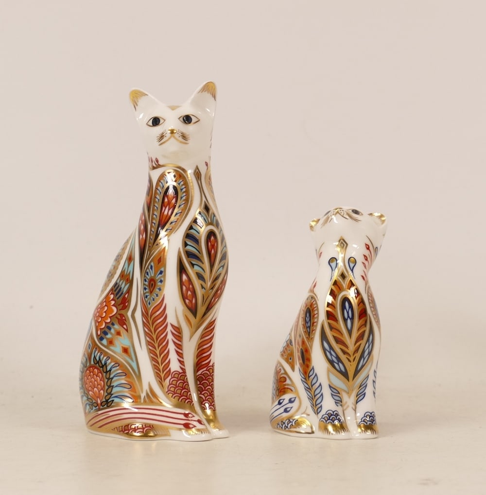 Royal Crown Derby paperweights Siamese Cat & Kitten, gold stoppers, each boxed (2): Royal Crown Derby paperweights Siamese Cat & Kitten, gold stoppers, each boxed (2)