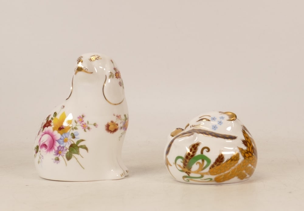 Royal Crown Derby paperweights Sleeping Dormouse and Posie Spaniel, gold stoppers, each boxed (2): Royal Crown Derby paperweights Sleeping Dormouse and Posie Spaniel, gold stoppers, each boxed (2)