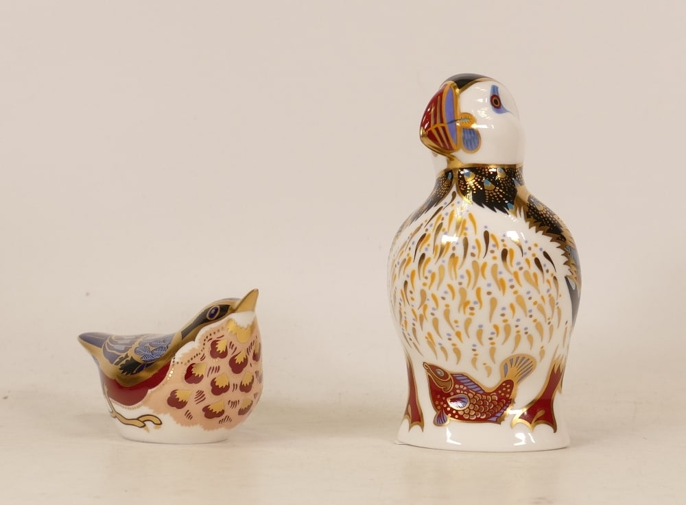 Royal Crown Derby paperweights Puffin and Nuthatch, gold stoppers, each boxed (2) (1 of 1)