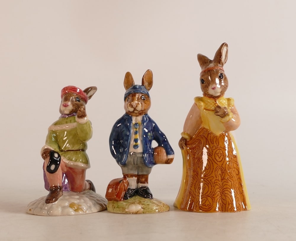 Royal Doulton Bunnykins figures Romeo DB284, Juliet DB283 and School Boy DB66, boxed (3) (1 of 2)