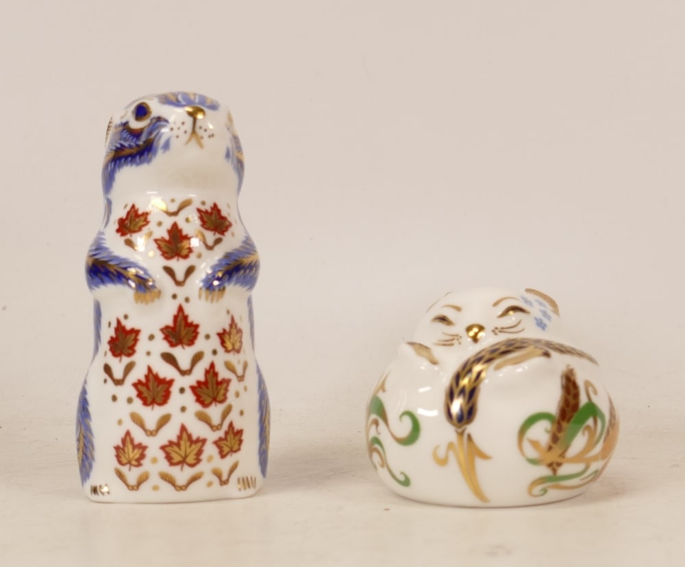 Royal Crown Derby paperweights Sleeping Door Mouse and Chipmunk, gold stoppers, each boxed (2) (1 of 1)