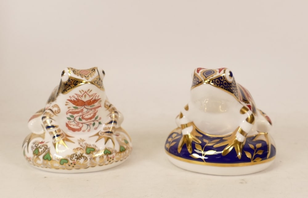 Royal Crown Derby paperweights Old Imari Frog & Frog, gold stoppers, each boxed (2) (1 of 1)