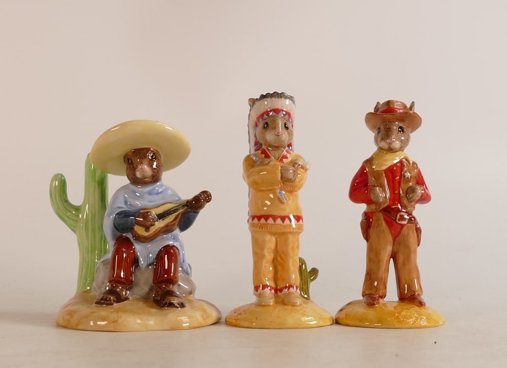 Royal Doulton Bunnykins limited edition figures Mexican DB316, Cowboy DB201 and Indian DB202, with (1 of 2)