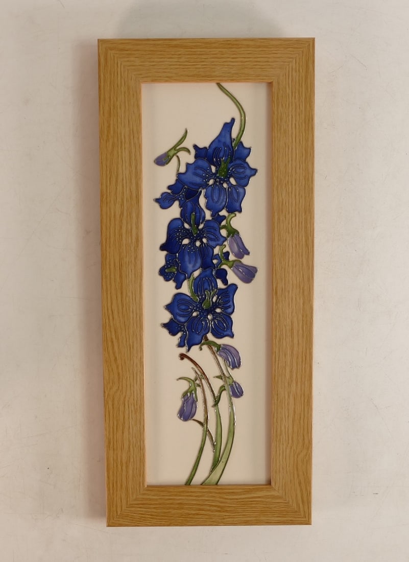 Moorcroft Delphinium plaque. dated 2015, height 34.5cm (1 of 2)