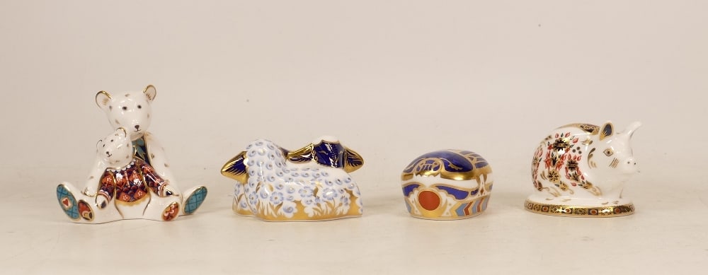Royal Crown Derby paperweights Millennium Bug, Piglet, Mum and Charlotte (no stopper) and a Pair (1 of 1)