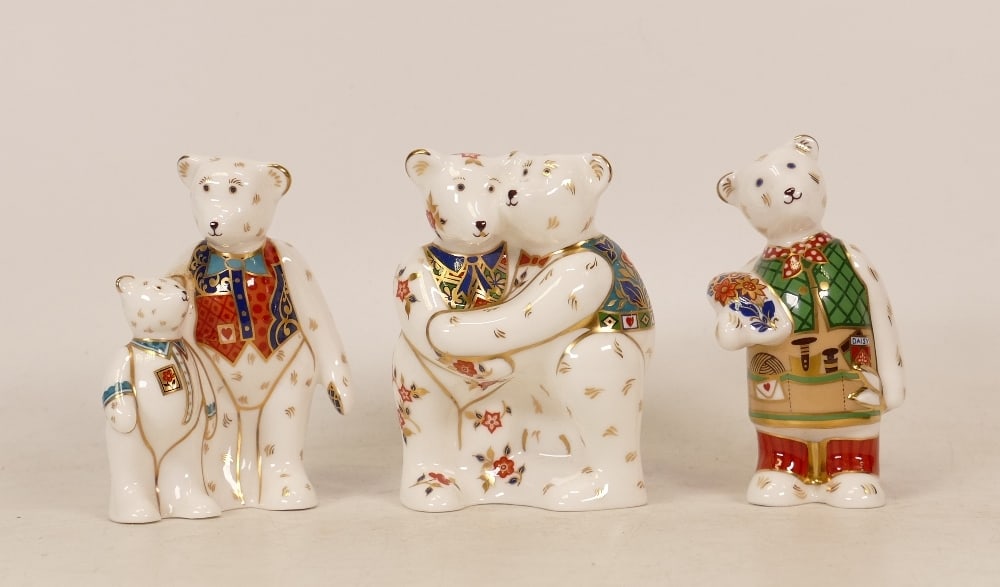 Royal Crown Derby Paperweights Bear Hug, Dad and George and Daisy, no stoppers, 2 boxed (3) (1 of 1)