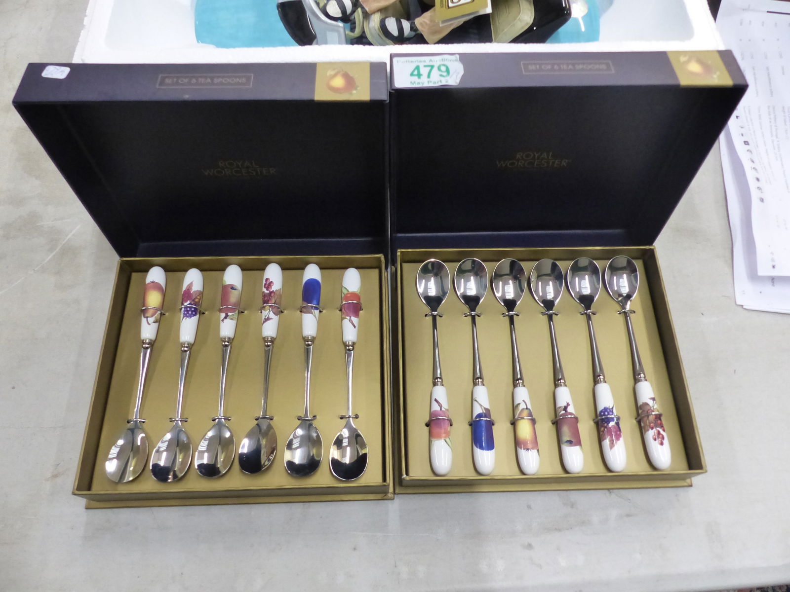 Two Boxed Royal Worcester Evesham Gold Sets of 6 Teaspoons (2) (1 of 1)