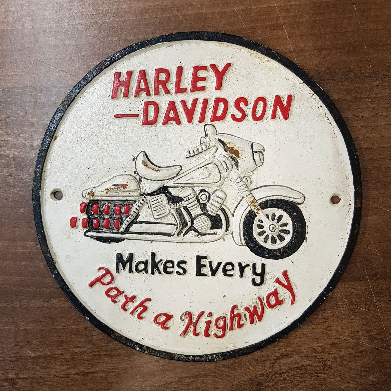 Cast Iron round advertising sign "Harley Davidson" Motorcycles, d.24cm. (1 of 1)
