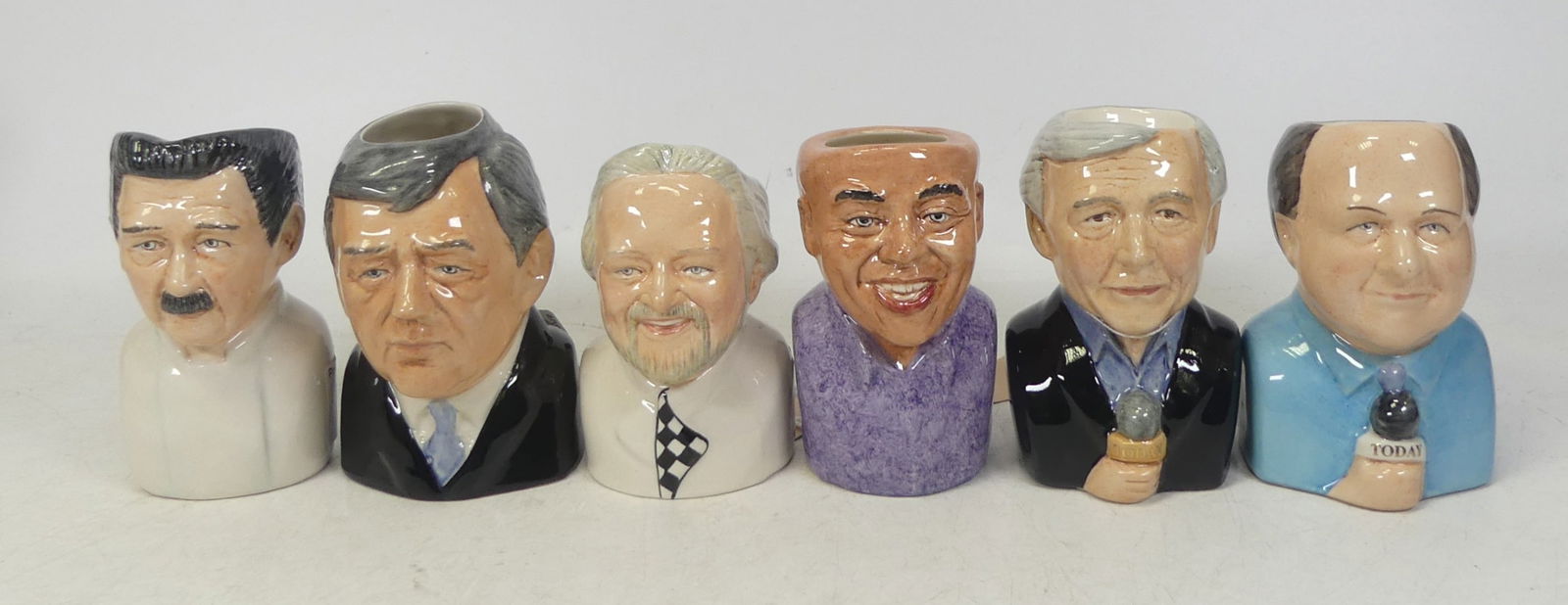 Bairstow Manor, Six Toby Jugs and Eggcups of Celebrity Characatures, includes Ainsley Harriott (6): Bairstow Manor, Six Toby Jugs and Eggcups of Celebrity Characatures, includes Ainsley Harriott (6)