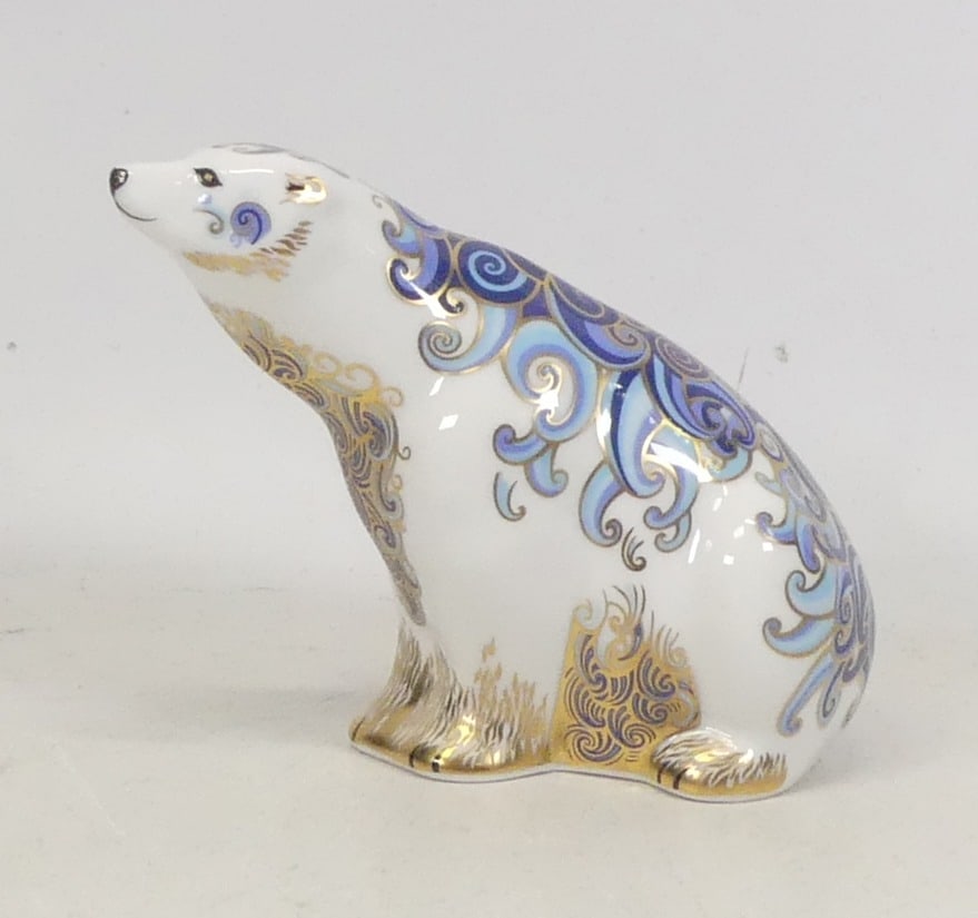 Royal Crown Derby, Aurora Polar Bear Paperweight. Gold Stopper (1 of 2)