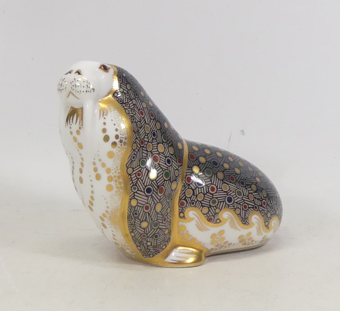 Royal Crown Derby, Walrus Paperweight. Gold Stopper: Royal Crown Derby, Walrus Paperweight. Gold Stopper