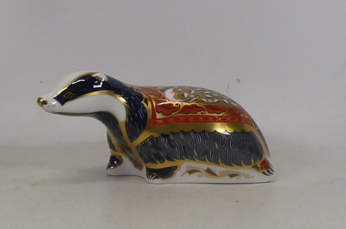 Royal Crown Derby, Moonlight Badger Paperweight. Gold Stopper. (1 of 2)