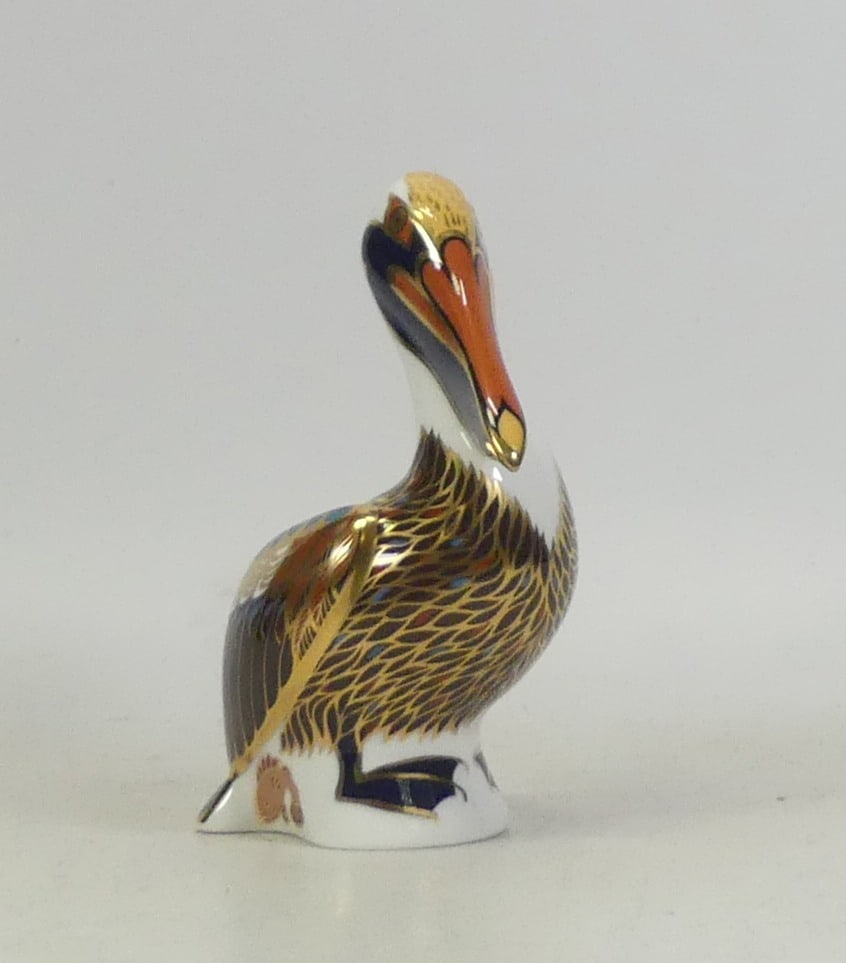 Royal Crown Derby, Hadleigh Heron Paperweight. Silver Stopper: Royal Crown Derby, Hadleigh Heron Paperweight. Silver Stopper