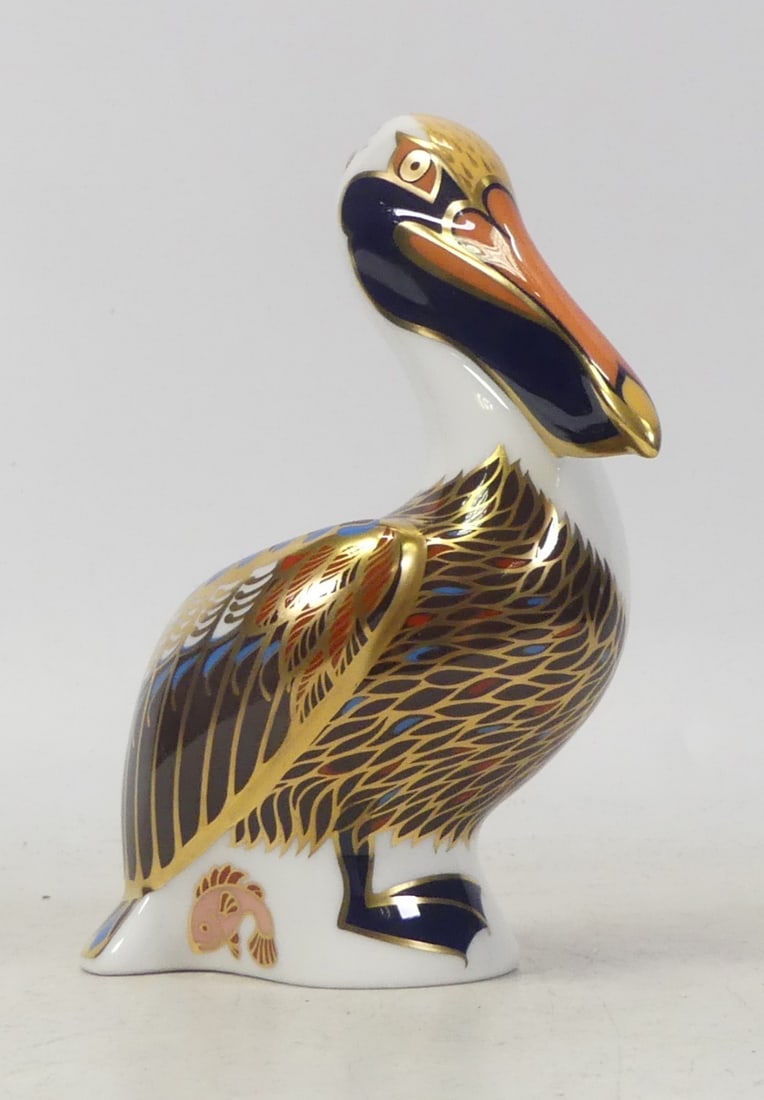 Royal Crown Derby, Brown Pelican paperweight. Gold stopper. (1 of 2)