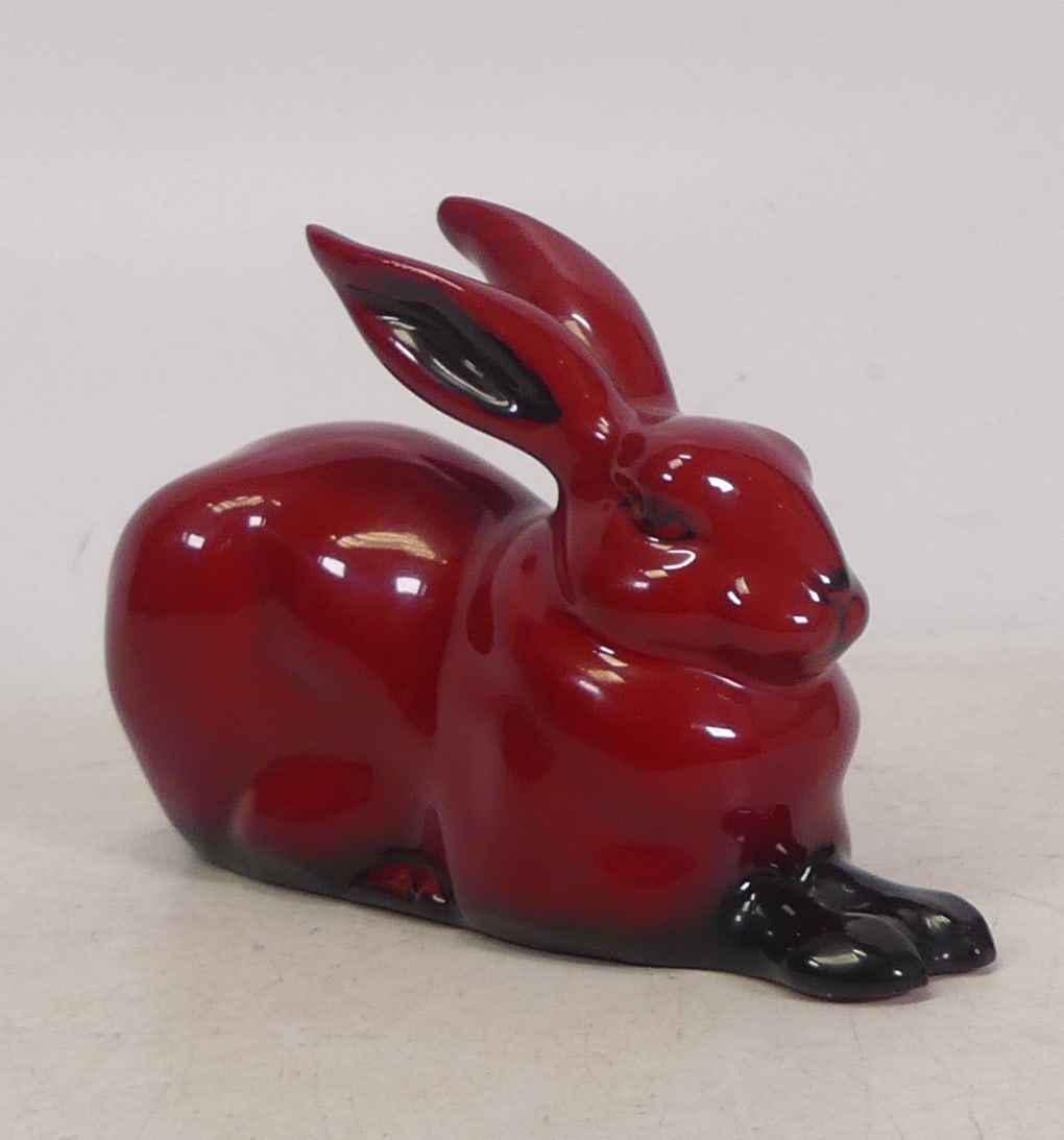 Royal Doulton Flambe sitting rabbit 10cm long: Royal Doulton Flambe sitting rabbit 10cm long