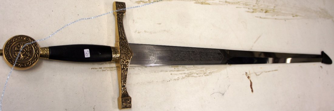 A good quality brass and metal reproduction King Arthur: A good quality brass and metal reproduction King Arthurs sword Excalaber Made in Spain