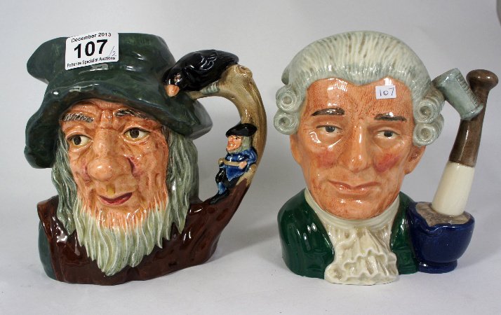 Royal Doulton Large sized character jugs Rip van Winkle: Royal Doulton Large sized character jugs Rip van Winkle D6438 and Apothecary D6567 (2)