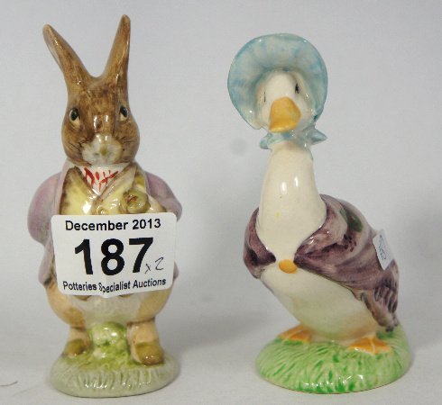 Beswick Beatrix Potter figures Jemima Puddleduck and Mr: Beswick Beatrix Potter figures Jemima Puddleduck and Mr Benjamin Bunny, both BP3B (2)