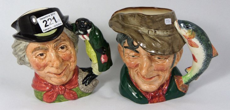 Royal Doulton Large Character Jugs Walrus and the Carpe: Royal Doulton Large Character Jugs Walrus and the Carpenter D6600 and Poacher D5429 (2)