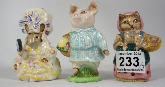 Beswick Beatrix Potter Figures Cousin Ribby, Little pig: Beswick Beatrix Potter Figures Cousin Ribby, Little pig robinson, Lady mouse (3)
