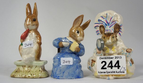 Beswick Beatrix Potter Figures Cottontail, Lady Mouse, : Beswick Beatrix Potter Figures Cottontail, Lady Mouse, Fierce bad rabbit BP3B (3)