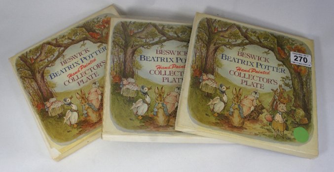 Beswick Beatrix Potter Collectors plates Peter Rabbit, : Beswick Beatrix Potter Collectors plates Peter Rabbit, Mrs Tittlemouse, Foxy whiskered Gentleman All in original boxes (3)