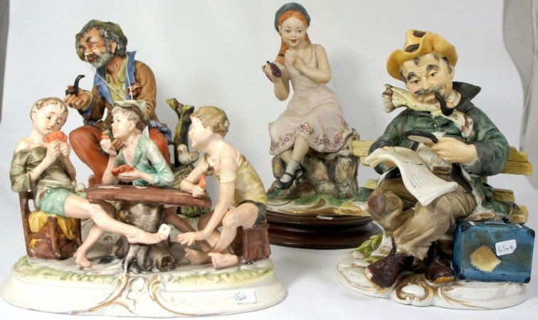 capodimonte figures tramps, boys playing cards, girl: capodimonte figures tramps, boys playing cards, girl sat on rock etc (4)