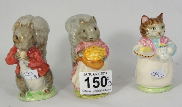 Beswick Beatrix Potter Figures Ribby, Goody Tiptoes,: Beswick Beatrix Potter Figures Ribby, Goody Tiptoes, Timmy Tiptoes BP3B