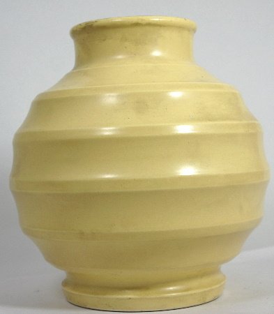 Keith Murray Yellow Glazed Bombe Vase: Keith Murray Yellow Glazed Bombe Vase