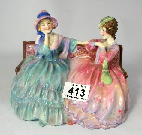 Royal Doulton early figure The Gossips HN1426 (hairline: Royal Doulton early figure The Gossips HN1426 (hairline cracks to skirt and settee)