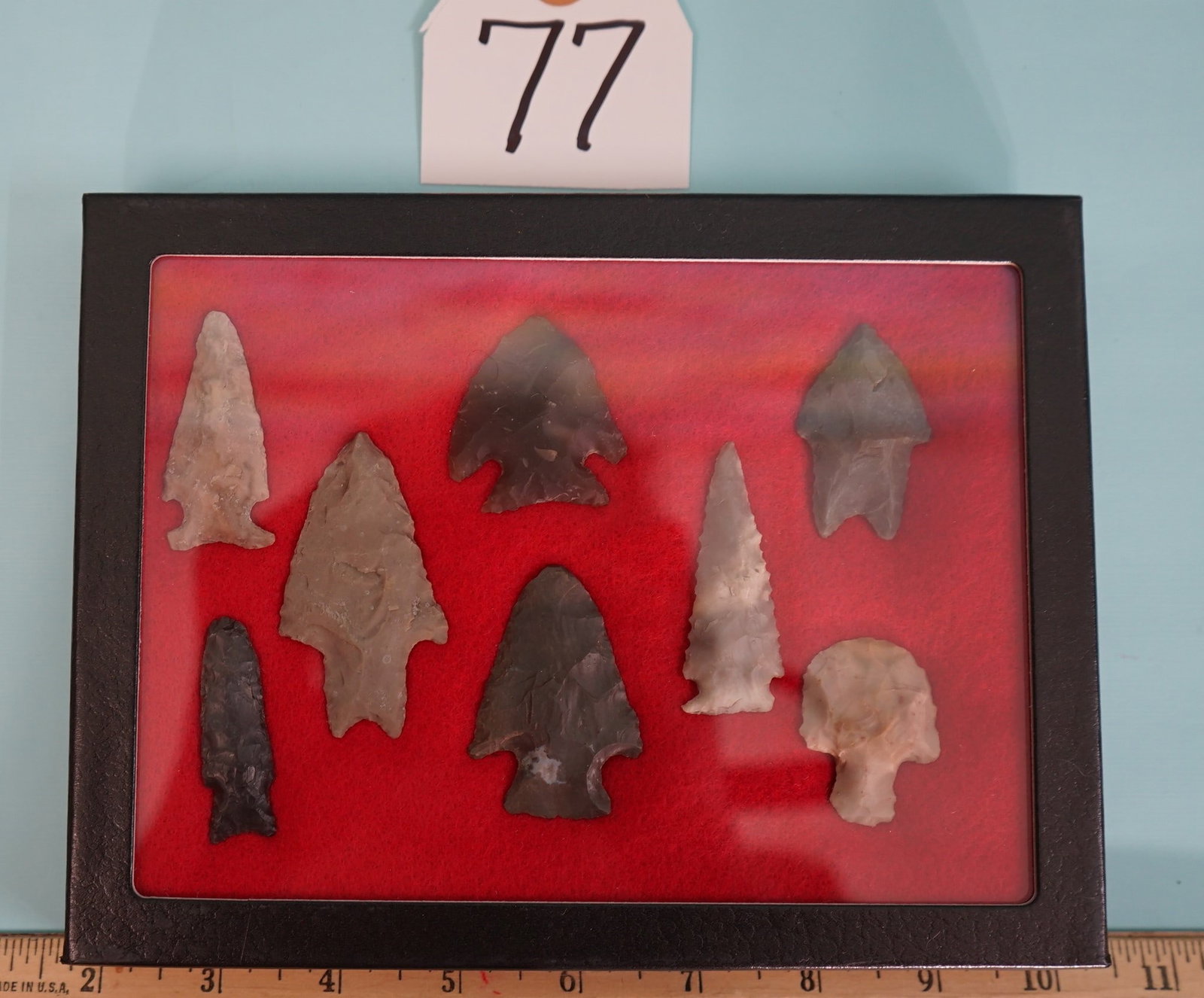 Display Case of 8 Arrowheads from Texas (1 of 1)