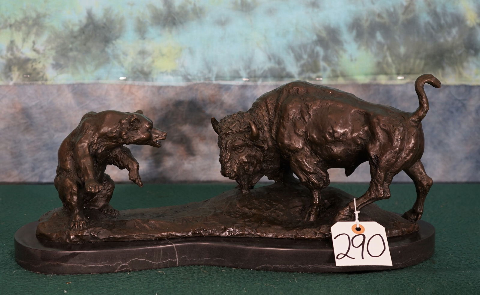 Bison Fighting Grizzly Bear Bronze by Antoine-Louis Barye (1 of 3)