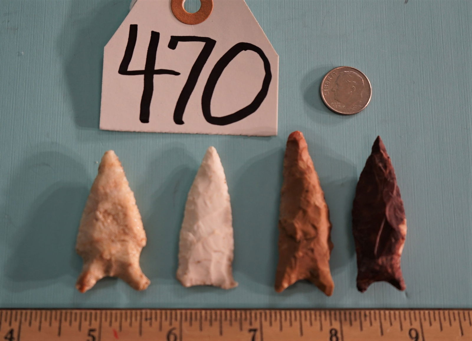 Four Authentic  Dalton Point Family Tran-s Paleo Arrowheads Indian Artifacts (1 of 1)