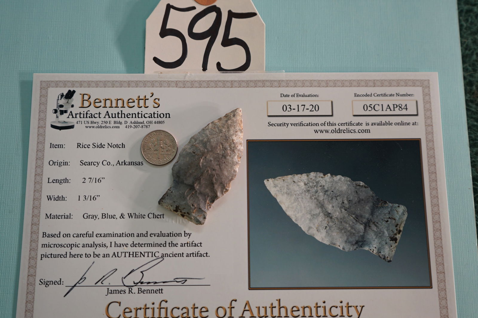 Pretty Rice Side Notch Spear Point Authentic  Arrowhead Indian Artifact (1 of 2)