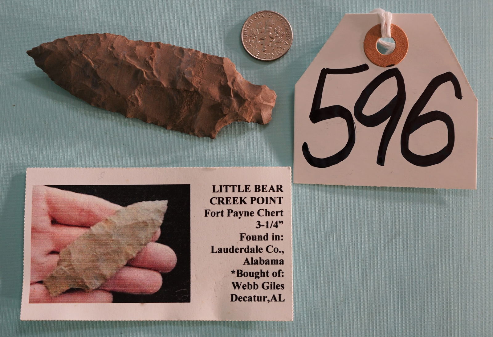Exceptional "Little Bear Creek Spear Point" Authentic Arrowhead Indian Artifact (1 of 2)